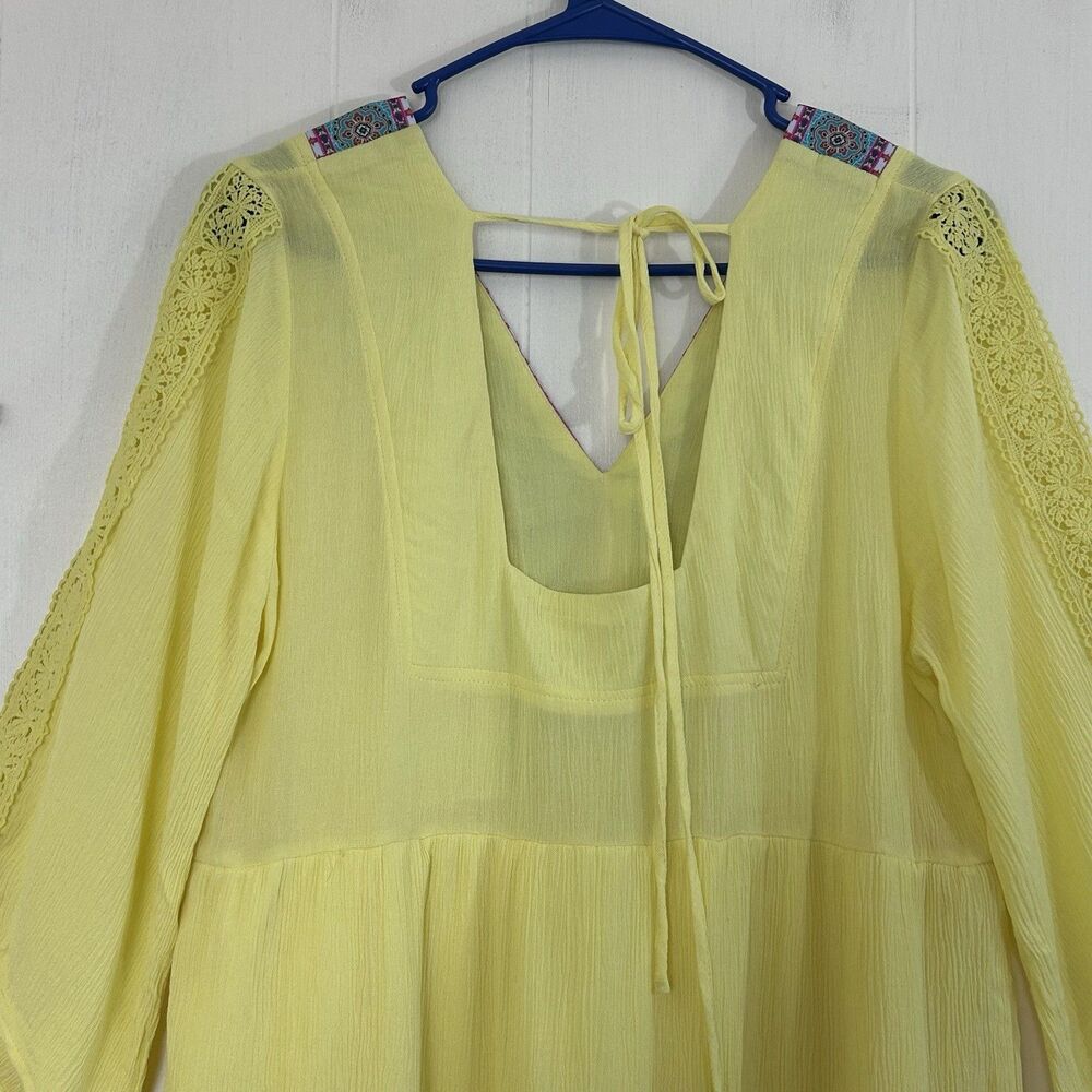 White Mark Dress Size M Yellow Boho Mini Dress Size Medium Bohemian Bell Slevees - Picture 7 of 13
